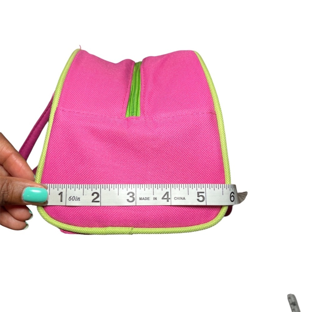 New Pink & Green Floral Print Canvas Initial "A" Insulated Lunch/ Makeup Bag - Picture 5 of 7